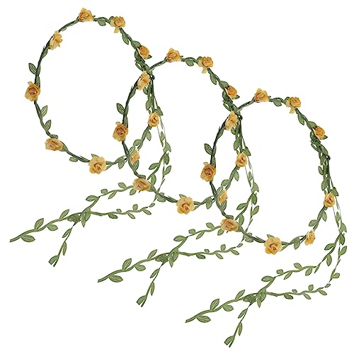 SOESFOUFU 3St haarschmuck verstellbare Stirnbänder Brautjungfern-Blumenkrone Brautblumenkrone Haarband Bohemien Armband Blüte Requisiten Fräulein Kranz Papier von SOESFOUFU