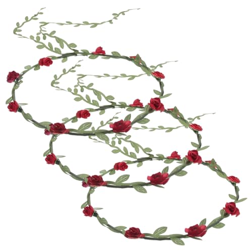 SOESFOUFU 3st Rosenblumenkranz-stirnband Hochzeitshaarkranz Verstellbare Stirnbänder Brauthaarkranz Brautblumenkrone Blatt Fräulein Papier Rot Dekorationen von SOESFOUFU