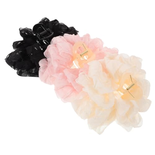 SOESFOUFU 3stücke Schleifen Haarklammern Für Damen Weiß Rosa Schwarz Große Klammern Für Dicken Haar Modisches Accessoire Für Alltag Und Anlässe Mit Fischmaul-klappmechanismus Für von SOESFOUFU