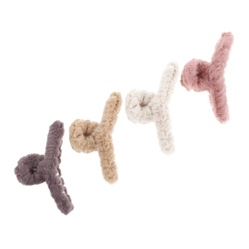 SOESFOUFU 4 STÜCKE Flauschige Haarklammern Plüsch Haarspangen Große Haarklammern für Frauen Dickes und Normales Haar Süßer Haarschmuck für Alltag Badezimmer Küche Dormitorium von SOESFOUFU