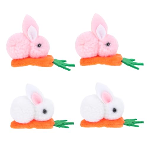 4 Stück Haarnadel Kaninchen-Karotten-Haarspange Tierhaarspangen kinder haarspangen haarspange kinder haarschmuck Kleidung Kopfbedeckung Klauenclip Entenschnabel-Clip Hase Stoff von SOESFOUFU