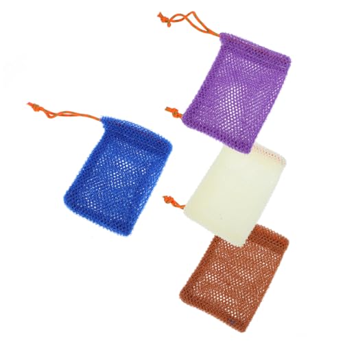 SOESFOUFU 4 stücke Afrikanische Seife Seife Tasche Peeling Handtuch Blau Kaffee Beige Praktische von SOESFOUFU