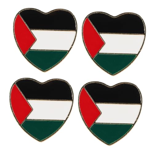 SOESFOUFU 4 Stück Palästina Flaggen Broschen Gold Herz Anstecknadeln für Kleidung Party Zubehör Detailreiche Verarbeitung Modische Palästina Pins für Damen und Herren von SOESFOUFU