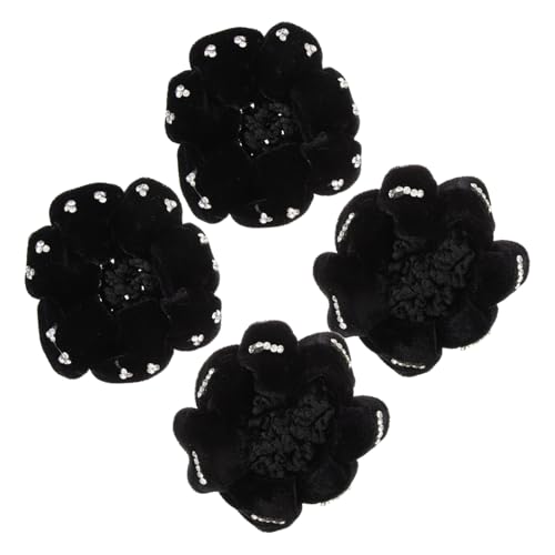 SOESFOUFU 4 Stück Teiliges Haarnetz aus Schwarzem Samt mit Glitzer Eleganter Dutt Haarschmuck für Frauen Geeignet für Krankenschwestern Tänzerinnen und Servicepersonal Langlebig und von SOESFOUFU