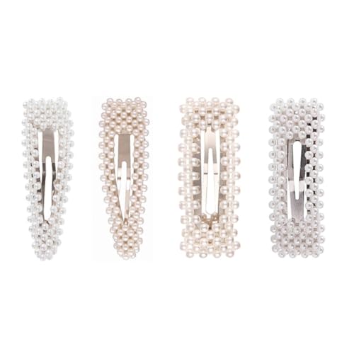 SOESFOUFU 4 Stück Teiliges Modische Perlen haarspangen aus Geometrische Haarklammern in Gold und Silber Langlebig und Sicherer Sitz für Damen und Mädchen Vielseitiger Haarschmuck für Alltag von SOESFOUFU