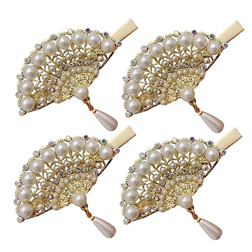 SOESFOUFU 4 Stück Vintage Pearl Haarklammern Teiliges Retro Fächer Haarschmuck für Damen Perlen Haarspangen für Hochzeiten Partys Alltag Leicht und Tragbar für Besondere Anlässe von SOESFOUFU
