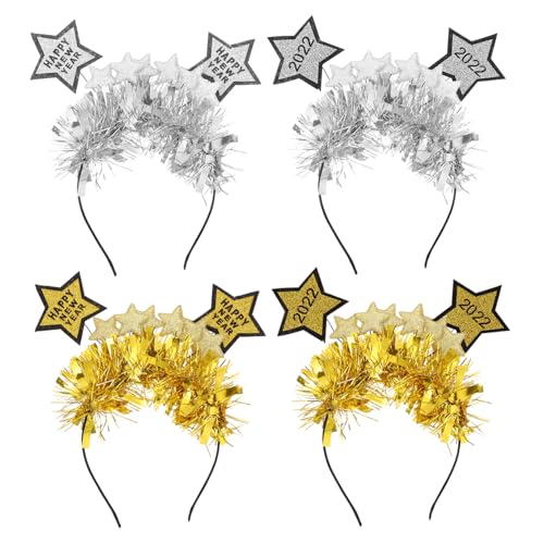 SOESFOUFU 4 Stück neues jahr stirnband weihnachtliche Haardekoration frohes neues jahr tiara haarschmuck Haarband Haarnadeln goldenes Stirnband Party-Requisite Stern-Stirnband Mädchen leiner von SOESFOUFU