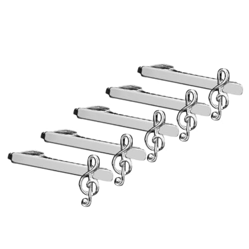 SOESFOUFU 5 Stück Krawattenklammern Herren Metall mit Musiknoten Design Halt Oberfläche Vielseitig für Business und Freizeit Langlebige Zinklegierung Bürozubehör von SOESFOUFU