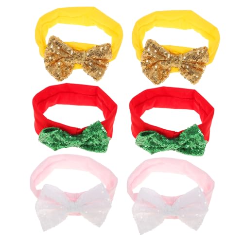 SOESFOUFU 6 Stk Stoffstirnband kinder haarschmuck christmas haarreif Stirnbänder für Mädchen Nylon-Haargummis Haarband elastische Haargummis Stirnband knoten Pailletten Kopfbedeckung Zubehör von SOESFOUFU