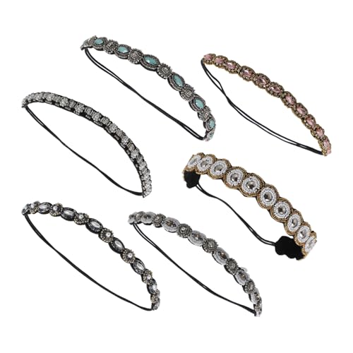 SOESFOUFU 6 Stück Teiliges Elastische Haarbänder mit Glitzer strasssteinen Sanftes Stirnband für Damen Vielseitiger Haarschmuck für Alltag Party Hochzeit und Besondere Anlässe von SOESFOUFU