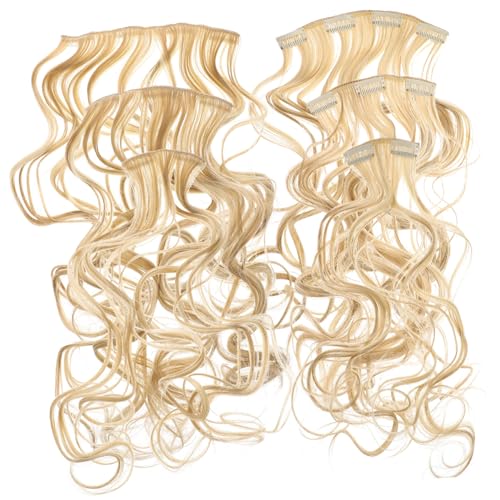 SOESFOUFU 6 Stück Teiliges Wellige Haarverlängerungen Lang Hellbraun Weich Stabil für Frauen und Teens Geeignet Vielseitig für Alltag Party Hochzeit Einfache Anwendung Frei von Kleber von SOESFOUFU
