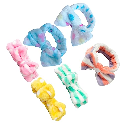 SOESFOUFU 6stücke Teiliges Damen Haarschmuck Elastische Stirnbänder Für Gesichtsreinigung Make-up Und Sport Korallenfleece Mit Schleife Für Yoga Und Wellness von SOESFOUFU