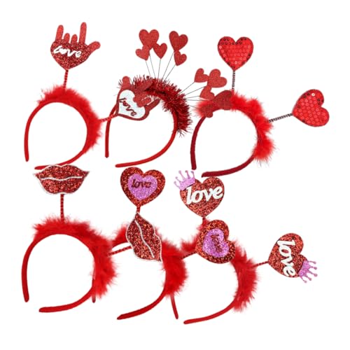 SOESFOUFU 6stücke Teiliges Valentinstag Haarband Herzdesign Glitzer Und Federn Perfektes Party-zubehör Für Damen Cosplay Und Besondere Anlässe Kreative Haarschmuck-dekorationen von SOESFOUFU
