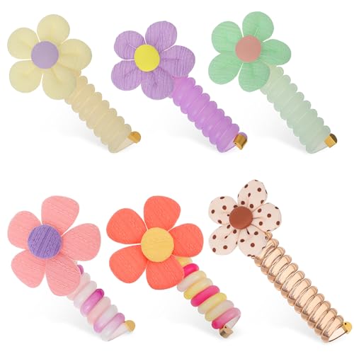 SOESFOUFU 6stücke Elastische Haarbänder Mit Blumen Mädchen Haargummis Haarschmuck Winzige Haargummis Für Pferdeschwanzhalter von SOESFOUFU