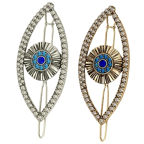 SOESFOUFU 2stücke Teufelsaugen Haarklammern Mit Strasssteinen Vintage Haarspangen Für Frauen Elegante Haaraccessoires Antikgold Und Antiksilber Für Besondere Anlässe Und Alltag von SOESFOUFU