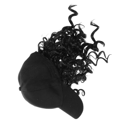 SOESFOUFU Baseball Cap Wig mit Natürlichen Afro Curls Synthetische Lockenperücke für Frauen Integrierte Baseballmütze mit Haaraufsatz Curl Hairstyling Kappe für Alltag und Reisen von SOESFOUFU