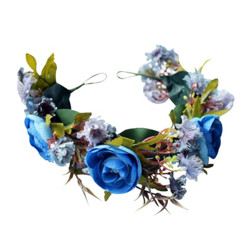 SOESFOUFU Blumengirlande floraler Kopfschmuck Blumenstirnbänder für Damen Blumenkrone Brautkrone Haarband Haargummi Rosenhaarkranz rosa Stirnband die Blumen Kopfbedeckung Blütenkopf Fräulein von SOESFOUFU