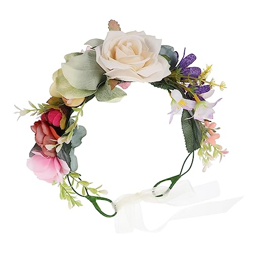 SOESFOUFU Blumengirlande kinder haargummis hair accessories for girls haarreifen bunt flower garland гирлянда haarschmuck Hochzeit Stirnband künstliche Kopfbedeckung Braut Kranz Stoff von SOESFOUFU