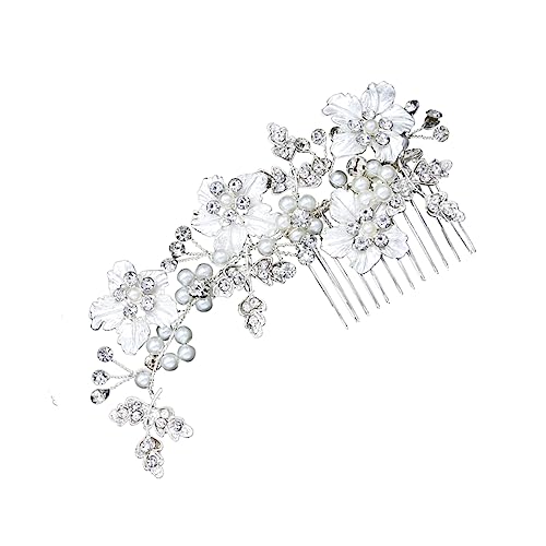 SOESFOUFU Blumen Haarkamm Perlen Und Kristallen Elegantes Hochzeits-haaraccessoire Für Damen Für Braut Und Brautjungfer Silberfarben von SOESFOUFU