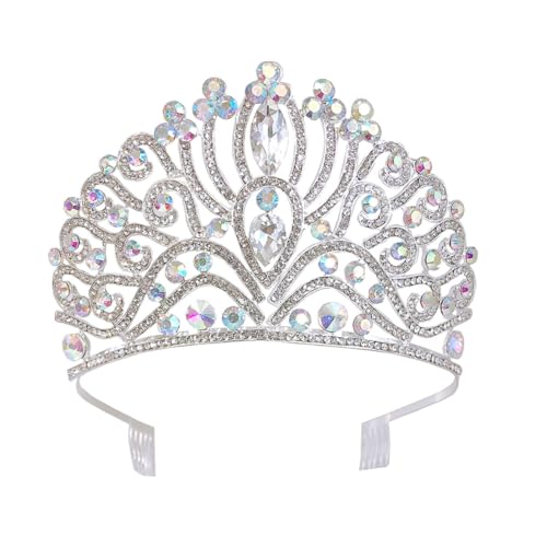 SOESFOUFU Braut Krone Mit Kristallen Und Strasskamm Hochzeitskrone Für Frauen Glänzender Kronenkopfschmuck Für Partys Und Bankette von SOESFOUFU