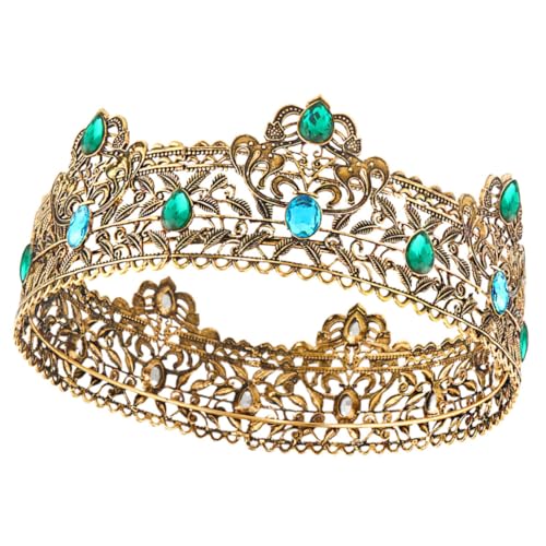 SOESFOUFU Königliche Krone Für Herren Metallische Hochzeitskrone Mit Blauen Kristallen Elegantes Haarschmuck-accessoire Für Partys Cosplay Und Besondere Anlässe von SOESFOUFU