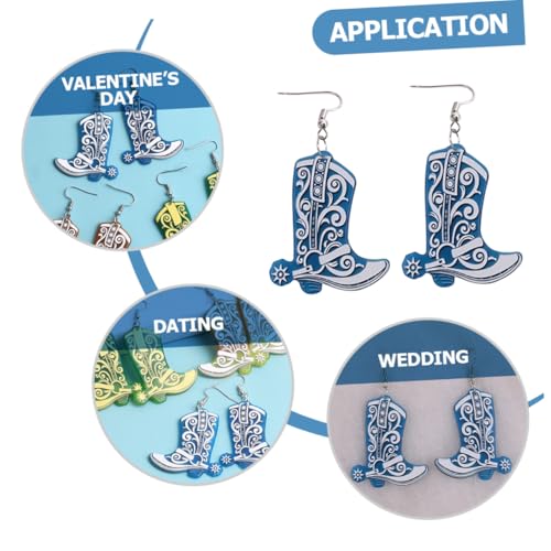 SOESFOUFU Cowgirl Ohrringe Retro Western Schmuck Damen Hängend Elegant Boot Design Blau Kreativ Accessoires für Party Festival Hochzeit Alltag von SOESFOUFU