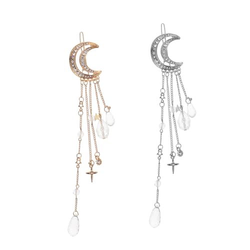 SOESFOUFU Strass Perlen Haarspange Dekorative Mädchen Haarspangen Braut Mond Haar Haarnadel Silber 2st SOESFOUFU Strass Perlen Haarspange Dekorative Mädchen Haarspangen Braut Mond Haar Haarnadel Silber 2st von SOESFOUFU