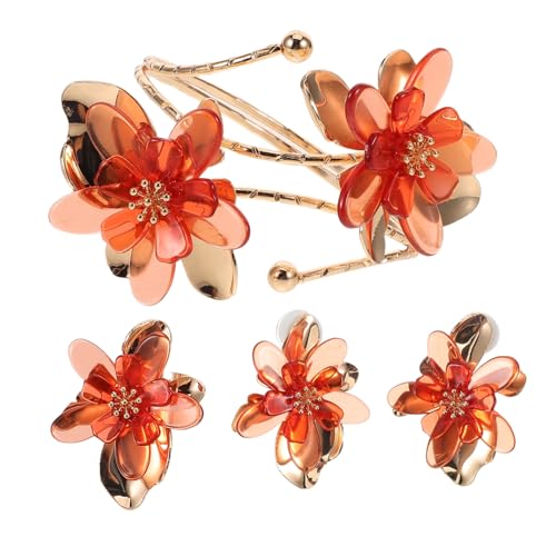 SOESFOUFU Edelstein Set Tropf Öl Blumen Ohrringe und Blumen Manschettenarmband Set Süßer Blütenschmuck für Damen Leicht Langlebig Lebendige Farben Alltag und Besondere Anlässe von SOESFOUFU