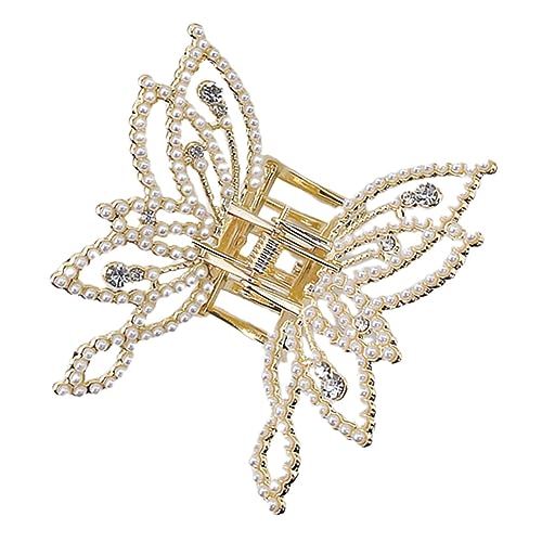 SOESFOUFU Elegante Schmetterling Haarspange Perlen Große Strass Damen Clip für Stylische Outfits SOESFOUFU Elegante Schmetterling Haarspange Perlen Große Strass Damen Clip für Stylische Outfits von SOESFOUFU