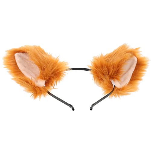SOESFOUFU Flauschiges Fuchs Ohr Stirnband Für Damen Ebene Kopfbedeckung Cosplay Haarschmuck Dekoratives Haarband Für Partys Halloween Karneval Bequemes Und Stylisches Kopf Accessoire von SOESFOUFU