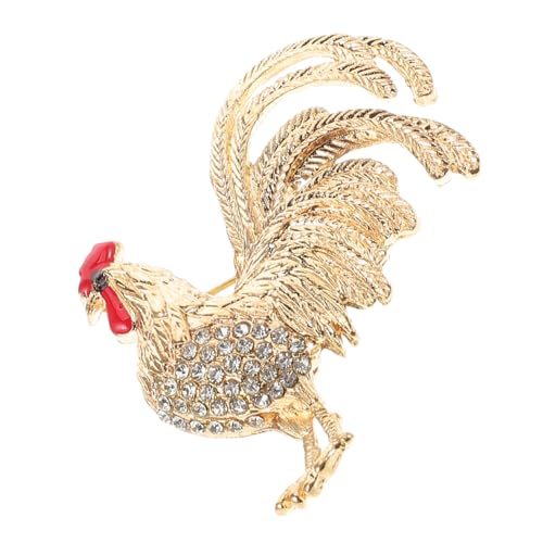 SOESFOUFU Goldfarbene Damen Brosche Hahn Motiv Langlebige Anstecknadel mit Glatter Oberfläche Stilvolle Schmuckverzierung für Hemden Kleider Schals Modisches Accessoire für Frauen von SOESFOUFU