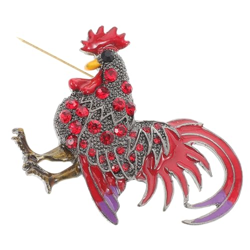 SOESFOUFU Goldfarbene Hahn Brosche Strass Lustige Unisex Anstecknadel für Kleidung Schal und Kleid Vielseitiger Schmuck für Hochzeit und Formelle Anlässe von SOESFOUFU