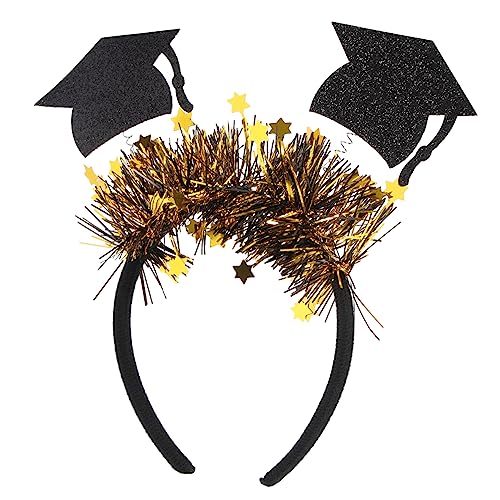 SOESFOUFU Graduation Cap Headband Mit Sternen Doktorhut Haaraccessoire Für Abschlussfeiern Stilvolles Haardekor Für Studenten Langlebig Und Elegant Schwarz-gold Für Erinnerungsfotos Und von SOESFOUFU