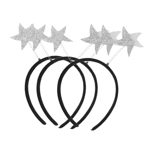 SOESFOUFU Haarbänder Mit Sternmotiv 3 Stück Silberfarben Einzigartiges Design Für Damen Herren Jungen Und Mädchen Partygeschenke Kopfbedeckungen von SOESFOUFU