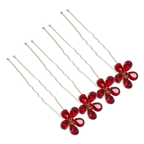 SOESFOUFU 4stücke Teiliges U-förmige Haarnadeln Mit Floralen Designs Hochzeits Haarschmuck Für Bräute Und Brautjungfern Stilvoller Haarschmuck Mit Strassverzierung Für Besondere von SOESFOUFU