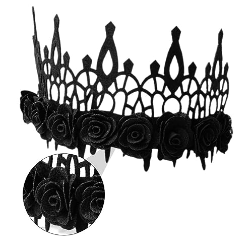 SOESFOUFU Halloween-Krone Abschlussballkronen Halloween-Haar-Accessoire Halloween-Rose Frauen Tiara haarschmuck Halloween-Haarband Halloween-Kopfschmuck Dämon Kopfbedeckung schmücken Stoff von SOESFOUFU