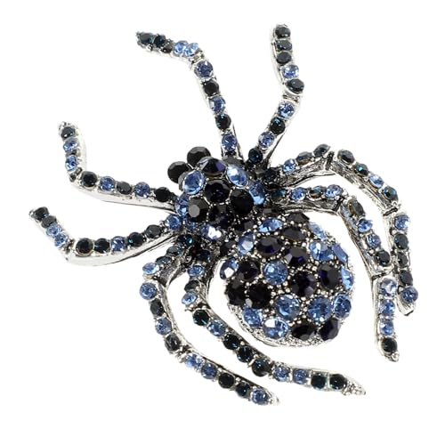 SOESFOUFU Halloween Spider Brosche Vintage mit Strassblau Kreative Spinnen Anstecknadel für Kleidung Party Festival Modische Schmuckdekoration Langlebig und Einfach zu Tragen von SOESFOUFU