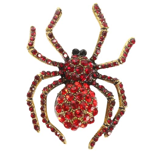 SOESFOUFU Halloween Spinnenbrosche Vintage mit Strass Rote Tier Anstecknadel für Damen und Herren Dekorative Brosche für Kleidung Pullover Hut für Party und Festival von SOESFOUFU