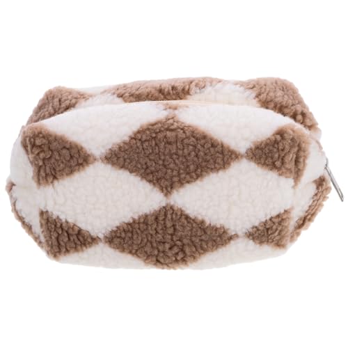 SOESFOUFU Karierte Plüsch-Kosmetiktasche Flauschige Reise-ästhetik-Kosmetiktasche Aufbewahrungstasche Für Make-up-Pinsel Und Kosmetikprodukte Süße Stifttasche Zum Organisieren von SOESFOUFU