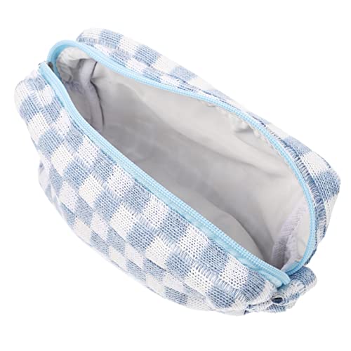 SOESFOUFU Karierte Make Up Tasche Große Kosmetiktasche mit Reißverschluss für Damen Tragbare Kulturbeutel für Reisen und Alltag Stylisches Design mit Hohem Fassungsvermögen von SOESFOUFU
