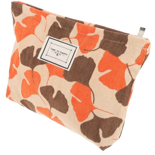 SOESFOUFU Kreative Ginkgo Kosmetiktasche aus Strapazierfähigem Canvas Leichte Reise Make Up Tasche mit Großem Fassungsvermögen Multifunktionaler Kulturbeutel für Damen und Toilettenartikel von SOESFOUFU