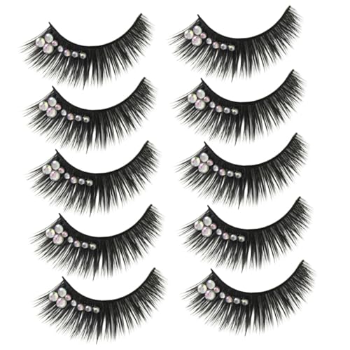 SOESFOUFU 5paare Strass Wimpern Für Damen Glitzernde Kunstwimpern Für Karneval Cosplay Halloween Und Bühnenauftritte Einfache Anwendung Lange Voluminöse Wimpern Für Einen von SOESFOUFU