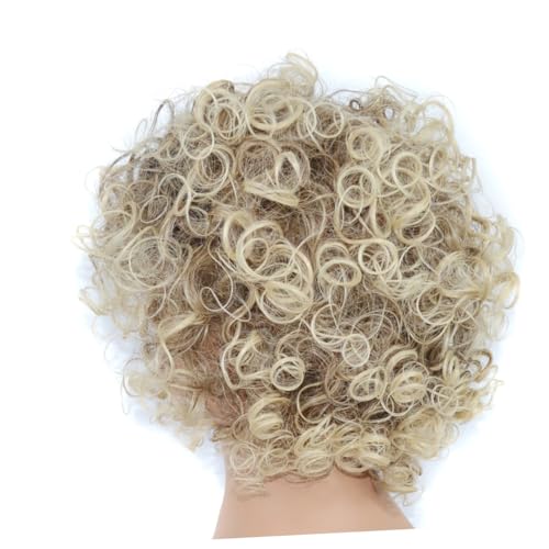 SOESFOUFU Kurze Goldene Perücke Für Damen Faser Perücke Haarperücke Mit Armreif Mode Perückenhülle Für Frauen von SOESFOUFU