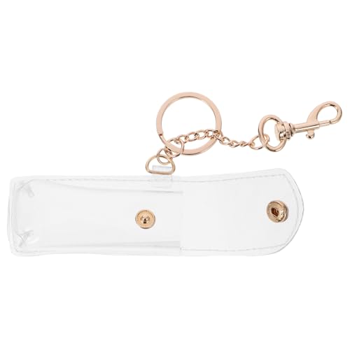 SOESFOUFU Transparente PVC Schlüsselanhänger Hülle Für Lippenstift Kreativer Schlüsselring Mit Goldenen Akzenten Für Handtaschen Hält Lippenbalsam Sicher Und Griffbereit Passt Zu von SOESFOUFU