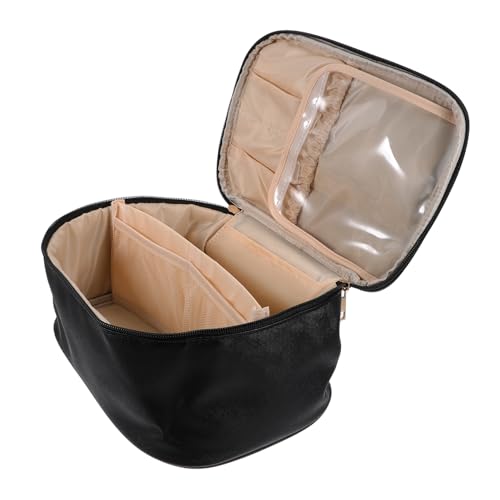 SOESFOUFU Große Kapazität Kosmetiktasche Für Reisen Pu Make-up Organizer Für Damen Zur Aufbewahrung Von Kosmetik Und Toilettenartikeln Schwarz Leicht Und Kompakt von SOESFOUFU
