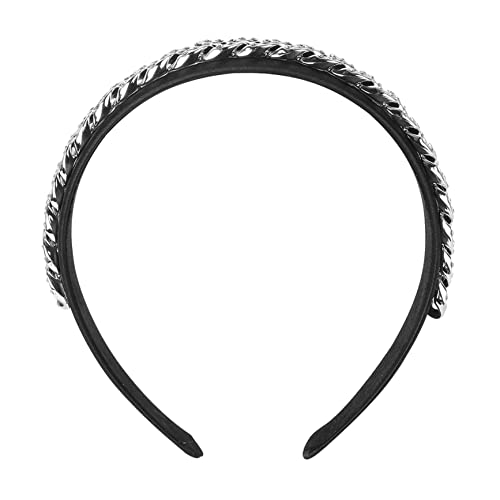 SOESFOUFU 1 Stück Stirnband Haarschmuck Mädchen Braut Haarband Metallkette Verziert Strass Strumpfband Einfache Stilvolle Breites Stirnband Accessoire Schwarz von SOESFOUFU