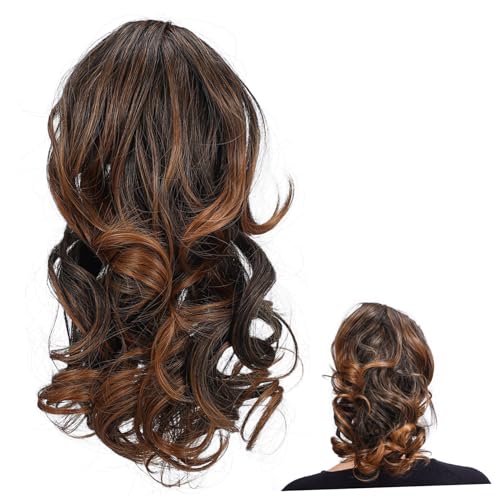 SOESFOUFU Pferdeschwanz Haarverlängerung Große Klammer Lockige Echthaarperücke Natürliche Welligkeit Für Alltag Partys Und Besondere Anlässe Eleganter Look Für Damen von SOESFOUFU