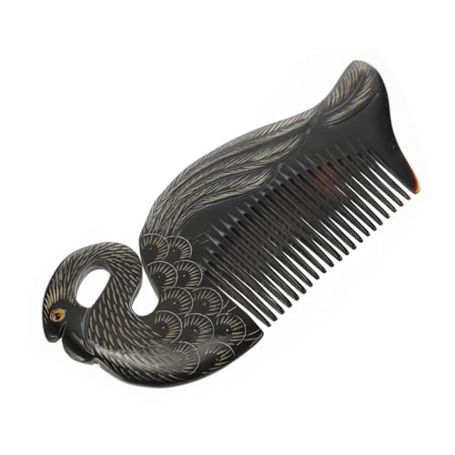 SOESFOUFU Natürlicher Oxhorn kamm Schwarz Glatte Oberfläche Kopfhautmassage und Entspannung Tragbar Langlebig Praktischer Haarkamm für Frauen zur Sanften Haarentwirrung und Vitalisierung von SOESFOUFU