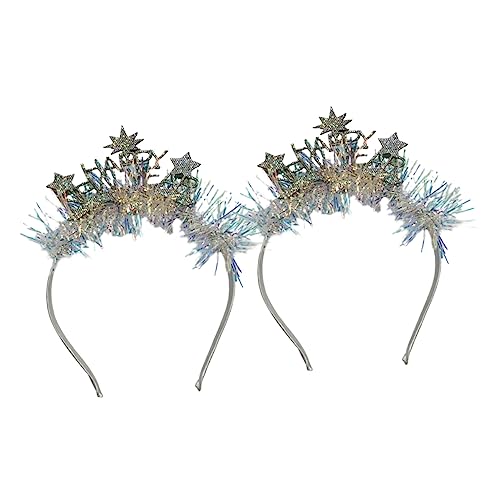 SOESFOUFU 2stücke Kreative Haarreifen Für Neujahr Dekorative Haarschmuck Mit Happy Year Schriftzug Und Sternen Für Partys Und Fotos Requisiten von SOESFOUFU