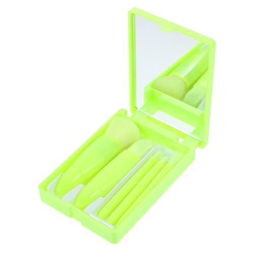SOESFOUFU Reise-Make-up-Pinsel-Set Kosmetikpinsel-Set Mini-Make-up-Pinsel-Set Damen-Make-up-Pinsel mit Spiegel und Etui weiche Borsten Grün von SOESFOUFU